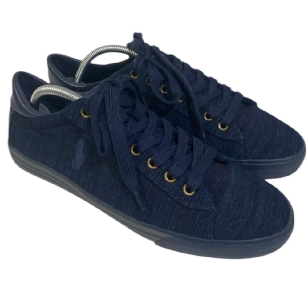 Polo Ralph Lauren Harvey Boat Deck Shoes Sneakers Blue Canvas Mens 10.5 Lace Up